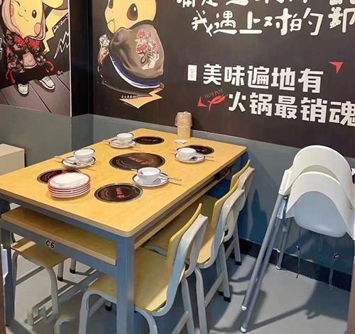 Wood hotpot and bbq tables