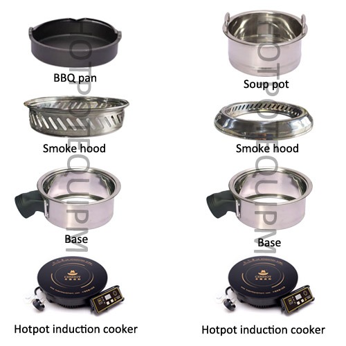 smokeless mini single bbq and hot pot parts