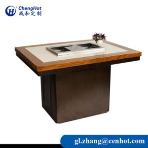 marble and wood hot pot table