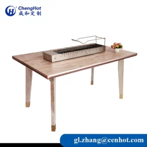 Wood Auto roasting BBQ table