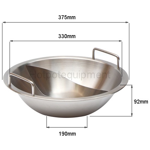 pot size of smokeless hot pot cooker